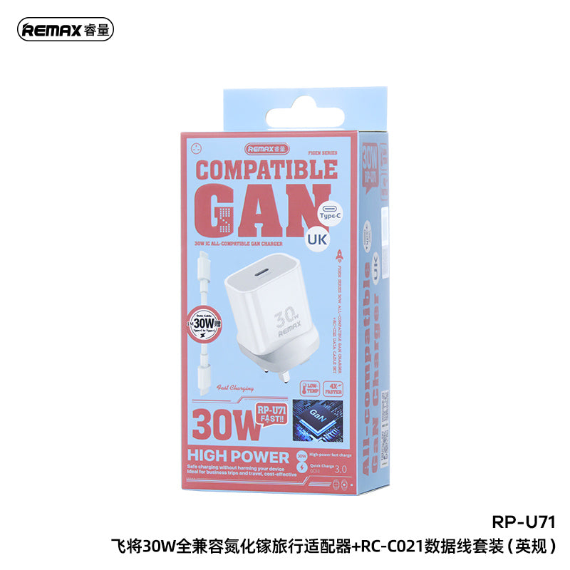 Remax RP-U71 30W Type C Plug Charger With Type C to Type C Cable